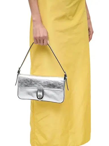 Staud Women's Harlow Metallic Leather Shoulder Bag - Silver | Thumbnail 2 Staud Women's Harlow Metallic Leather Shoulder Bag - Silver | Thumbnail 2