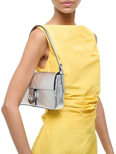 Staud Women's Harlow Metallic Leather Shoulder Bag - Silver | Thumbnail 3 Staud Women's Harlow Metallic Leather Shoulder Bag - Silver | Thumbnail 3