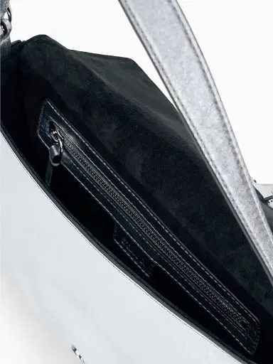 Staud Women's Harlow Metallic Leather Shoulder Bag - Silver | Thumbnail 6 Staud Women's Harlow Metallic Leather Shoulder Bag - Silver | Thumbnail 6