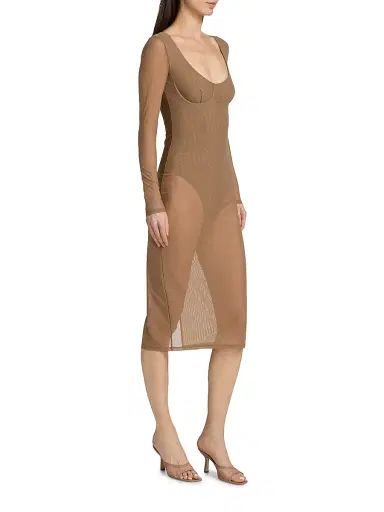 L'AGENCE Women's Sorella Long-Sleeve Body-Con Dress - Portabella | Thumbnail 4 L'AGENCE Women's Sorella Long-Sleeve Body-Con Dress - Portabella | Thumbnail 4