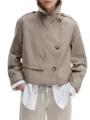 rag & bone Women's Jamie Crop Trench Jacket - Khaki | Thumbnail 3