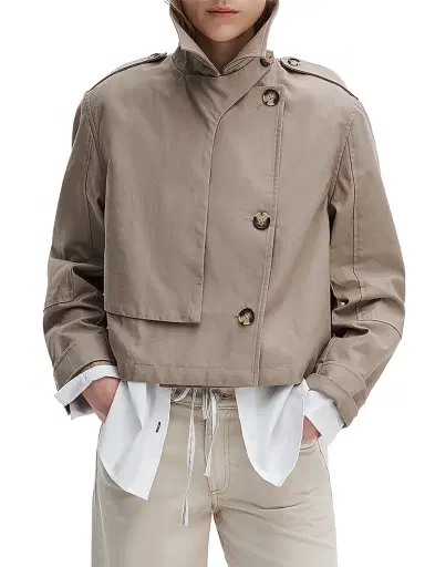 rag & bone Women's Jamie Crop Trench Jacket - Khaki | Thumbnail 4