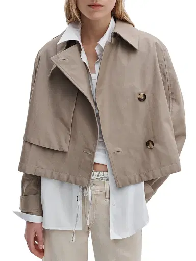 rag & bone Women's Jamie Crop Trench Jacket - Khaki | Thumbnail 6