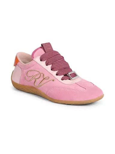 Roger Vivier Women's Viv Cotton-Suede Low-Top Sneakers - Antique Pink | Thumbnail 2