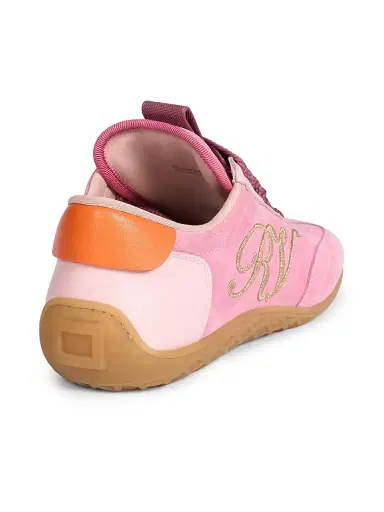 Roger Vivier Women's Viv Cotton-Suede Low-Top Sneakers - Antique Pink | Thumbnail 3