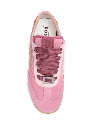 Roger Vivier Women's Viv Cotton-Suede Low-Top Sneakers - Antique Pink | Thumbnail 4