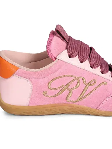 Roger Vivier Women's Viv Cotton-Suede Low-Top Sneakers - Antique Pink | Thumbnail 6