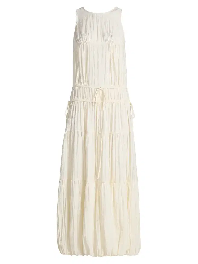 Co Women's Soft Pleated Turn Up Dress - Milk