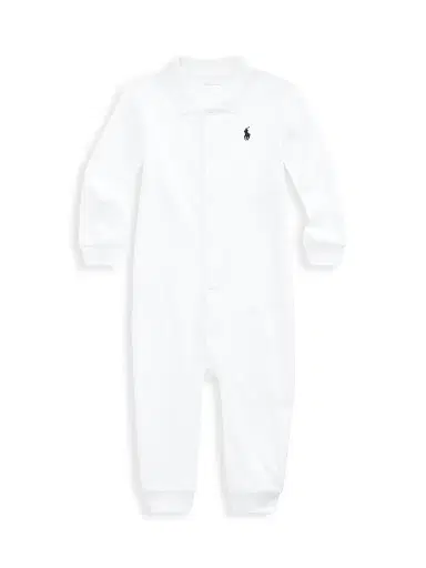 Polo Ralph Lauren Baby Boy's Interlock Classic Coverall - White | Thumbnail 1 Polo Ralph Lauren Baby Boy's Interlock Classic Coverall - White | Thumbnail 1