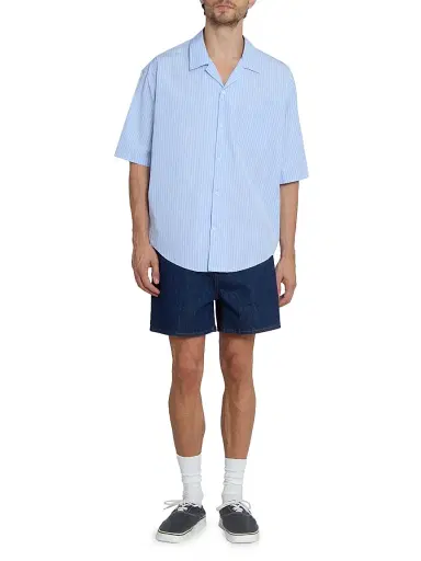 AMI PARIS Men's Striped Cotton Boxy Camp Shirt | Thumbnail 2 AMI PARIS Men's Striped Cotton Boxy Camp Shirt | Thumbnail 2