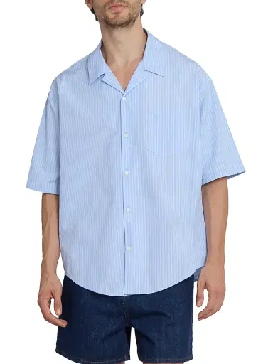 AMI PARIS Men's Striped Cotton Boxy Camp Shirt | Thumbnail 3 AMI PARIS Men's Striped Cotton Boxy Camp Shirt | Thumbnail 3