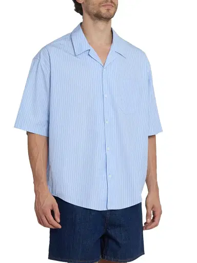 AMI PARIS Men's Striped Cotton Boxy Camp Shirt | Thumbnail 4 AMI PARIS Men's Striped Cotton Boxy Camp Shirt | Thumbnail 4