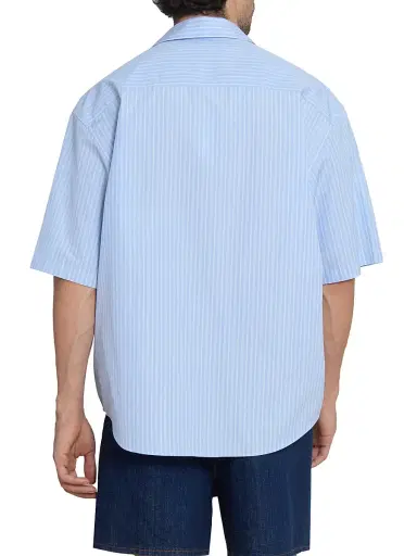 AMI PARIS Men's Striped Cotton Boxy Camp Shirt | Thumbnail 5 AMI PARIS Men's Striped Cotton Boxy Camp Shirt | Thumbnail 5