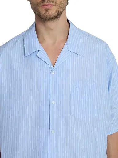 AMI PARIS Men's Striped Cotton Boxy Camp Shirt | Thumbnail 6 AMI PARIS Men's Striped Cotton Boxy Camp Shirt | Thumbnail 6