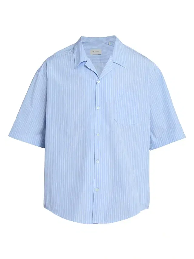 Men's Striped Cotton Boxy Camp Shirt - Bleu Cachemire Blanc