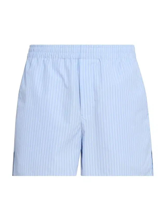 Men's Striped Cotton Shorts - Bleu Cachemire Blanc