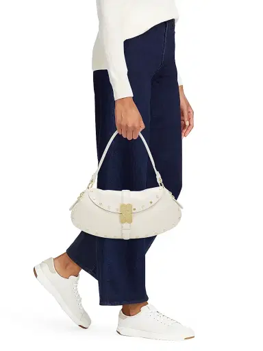 Ganni Women's Kat Studded Shoulder Bag - Egret | Thumbnail 2