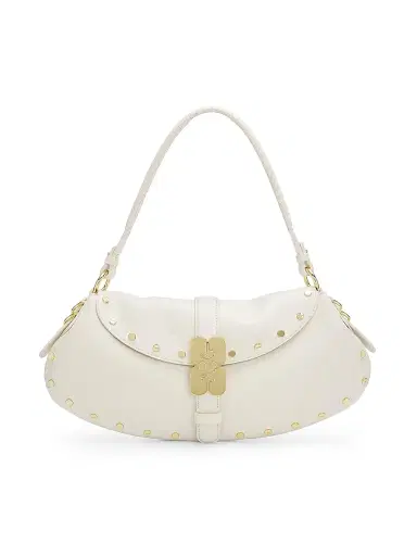 Ganni Women's Kat Studded Shoulder Bag - Egret | Thumbnail 1