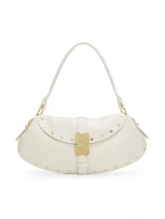 Ganni Women's Kat Studded Shoulder Bag - Egret