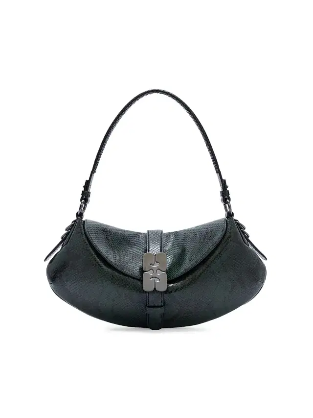Ganni Women's Kat Snakeskin-Embossed Shoulder Bag - Garden Topiary