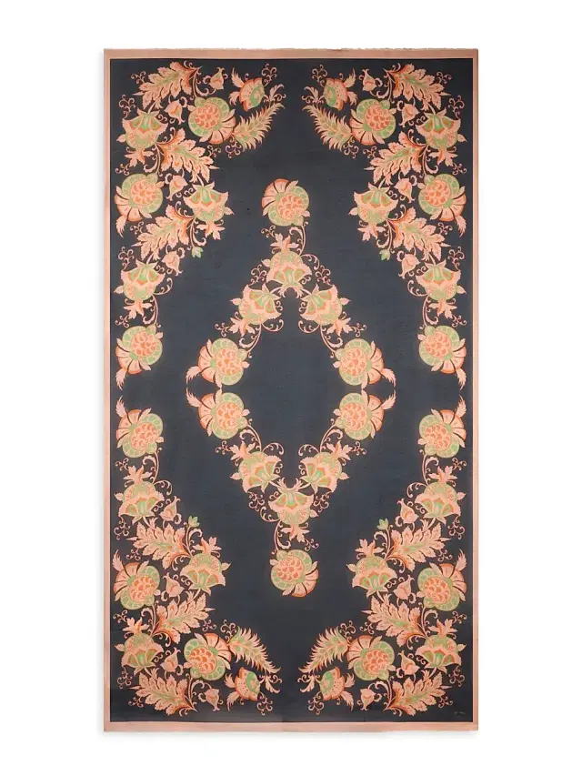 Women's Printed Cotton-Silk Scarf - Printed Blue Base