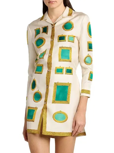 Versace Women's The Gallery Print Twill Minidress | Thumbnail 6 Versace Women's The Gallery Print Twill Minidress | Thumbnail 6