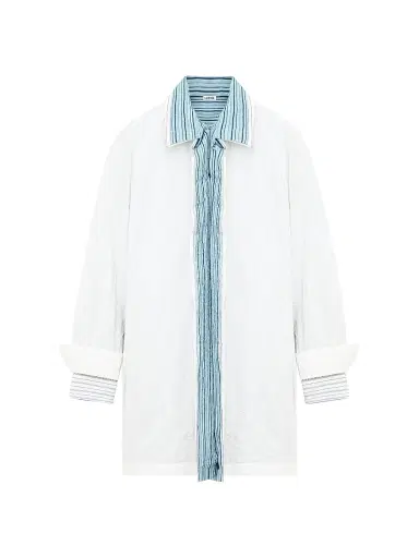 Loewe Women's Mixed Stripe Cotton-Blend Shirtdress - White - Size 10 | Thumbnail 1 Loewe Women's Mixed Stripe Cotton-Blend Shirtdress - White - Size 10 | Thumbnail 1