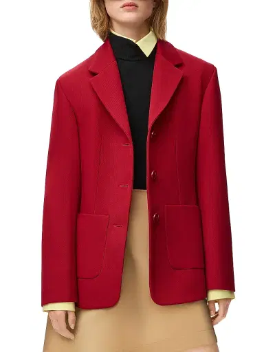 Loewe Women's Ponte Single-Breasted Blazer - Red - Size 2 | Thumbnail 3