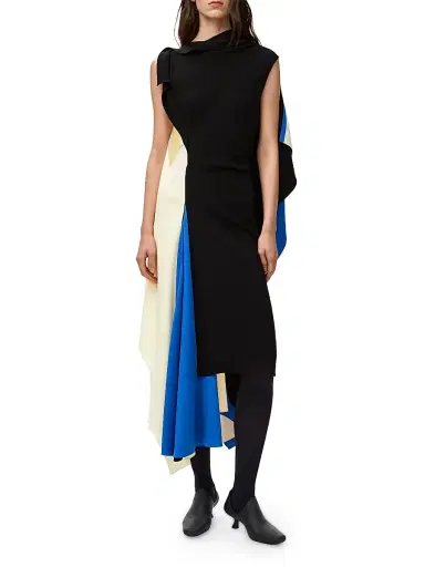 Loewe Women's Colorblock Cascade Midi-Dress - Black - Size 8 | Thumbnail 2 Loewe Women's Colorblock Cascade Midi-Dress - Black - Size 8 | Thumbnail 2