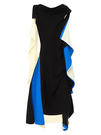 Loewe Women's Colorblock Cascade Midi-Dress - Black - Size 8 | Thumbnail 1 Loewe Women's Colorblock Cascade Midi-Dress - Black - Size 8 | Thumbnail 1