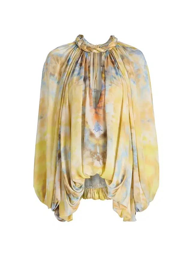 Zimmermann Women's Alchemy Twist Billow Cocoon Blouse - Citrus Tie Dye