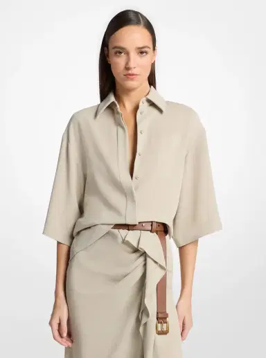 Michael Kors Collection Wool Crepe Camp Shirt | Thumbnail 6
