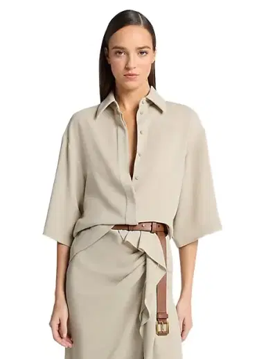 Michael Kors Collection Wool Crepe Camp Shirt | Thumbnail 1