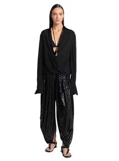 Michael Kors Collection Hand-Embellished Sequin Georgette Jersey Draped Pants | Thumbnail 1 Michael Kors Collection Hand-Embellished Sequin Georgette Jersey Draped Pants | Thumbnail 1