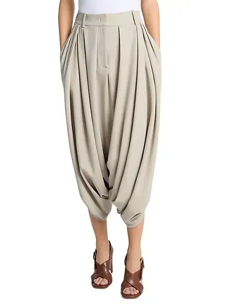Michael Kors Collection Draped Tissue Wool Culottes