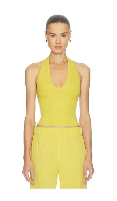 ÉTERNE Butter Rib Cropped Halter Top | Thumbnail 1