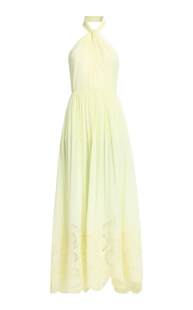 Macrame Embroidered Double Georgette Midi Dress