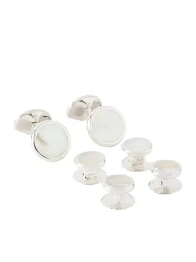 DEAKIN & FRANCIS Mother-of-Pearl and Sterling Silver Cufflinks and Dress Studs Set - Men | Thumbnail 1 DEAKIN & FRANCIS Mother-of-Pearl and Sterling Silver Cufflinks and Dress Studs Set - Men | Thumbnail 1