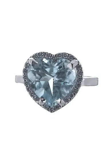 LISA NIK Aquamarine Diamond Heart Ring | Thumbnail 1 LISA NIK Aquamarine Diamond Heart Ring | Thumbnail 1