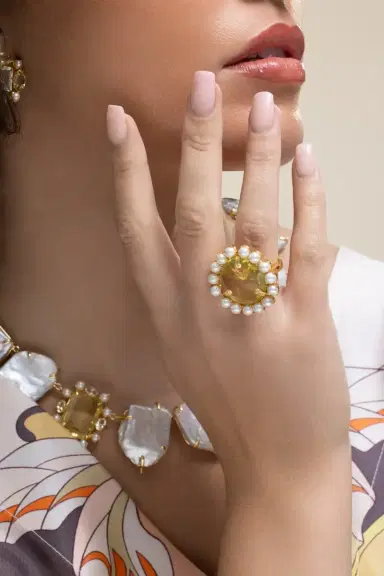 BOUNKIT JEWELRY Lemon Quartz Pearl Aurea Ring | Thumbnail 3 BOUNKIT JEWELRY Lemon Quartz Pearl Aurea Ring | Thumbnail 3