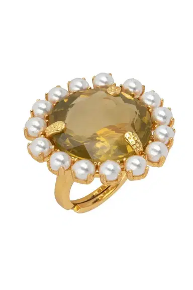 BOUNKIT JEWELRY Lemon Quartz Pearl Aurea Ring | Thumbnail 1 BOUNKIT JEWELRY Lemon Quartz Pearl Aurea Ring | Thumbnail 1