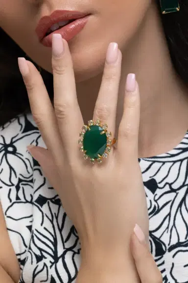 BOUNKIT JEWELRY Onyx Amethyst Green Oval Ring | Thumbnail 4 BOUNKIT JEWELRY Onyx Amethyst Green Oval Ring | Thumbnail 4