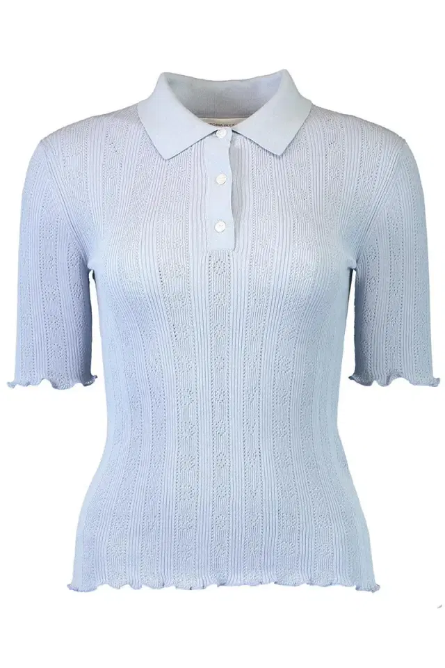 Short Sleeve Frill Polo Top