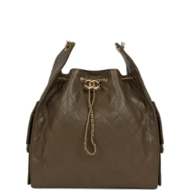 Chanel Chanel Medium 25 Hobo Bag Dark Khaki Caviar Antique Gold Hardware | Thumbnail 1