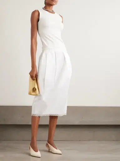 Maria McManus Lace-trimmed Poplin Midi Skirt | Thumbnail 2 Maria McManus Lace-trimmed Poplin Midi Skirt | Thumbnail 2