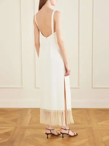 Taller Marmo Palermo Fringed Crepe Midi Dress | Thumbnail 3 Taller Marmo Palermo Fringed Crepe Midi Dress | Thumbnail 3