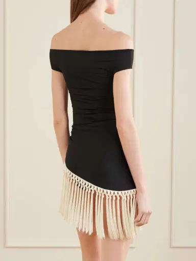 Taller Marmo Mini Romy Black Fringed Off-the-shoulder Swimsuit | Thumbnail 4 Taller Marmo Mini Romy Black Fringed Off-the-shoulder Swimsuit | Thumbnail 4