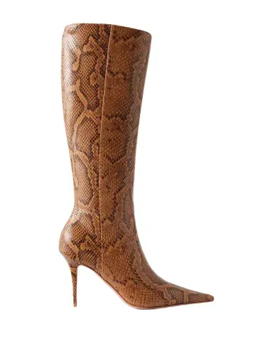 Amina Muaddi Barbara Snake-effect Knee Boots | Thumbnail 1 Amina Muaddi Barbara Snake-effect Knee Boots | Thumbnail 1