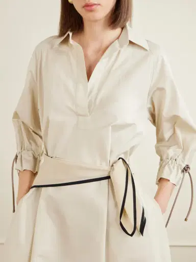 Max Mara Tie-detailed Cotton-poplin Midi Dress | Thumbnail 5 Max Mara Tie-detailed Cotton-poplin Midi Dress | Thumbnail 5