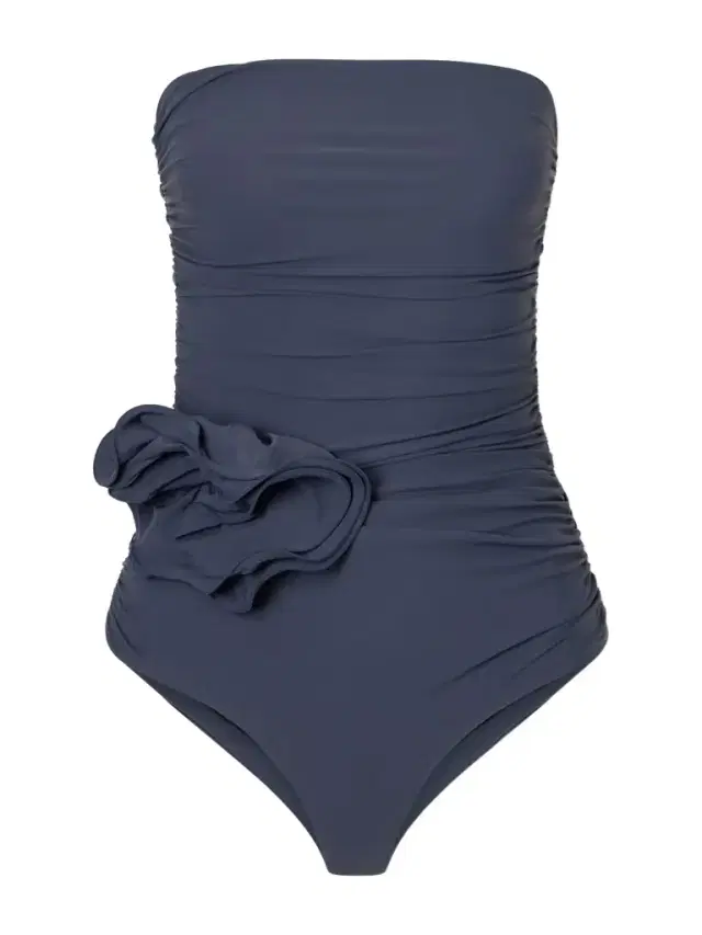 Strapless Appliquéd Gathered Swimsuit
